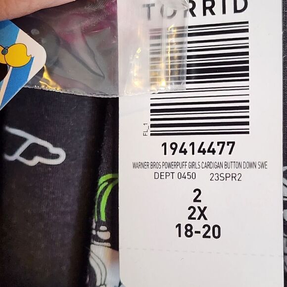 2X 18W 20W Torrid Black Powerpuff Girls Jersey Knit Cardigan Sweater Bubbles - Picture 5 of 8